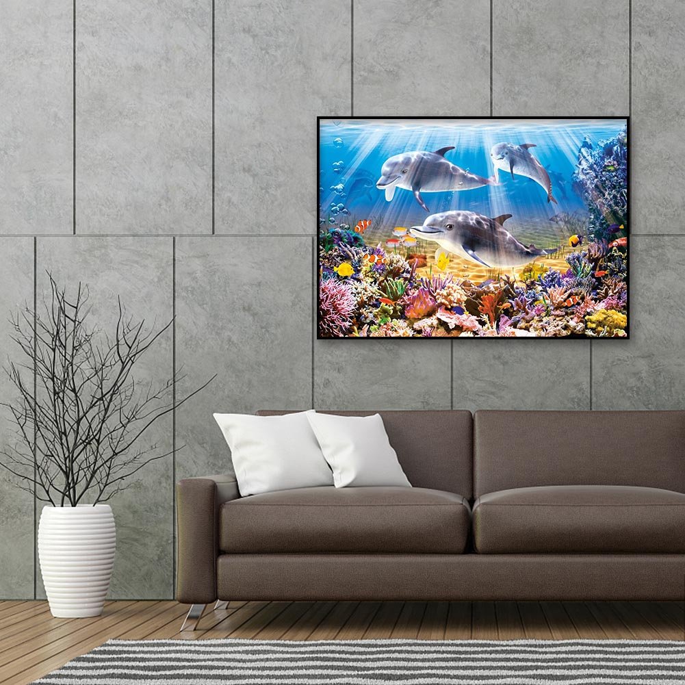 5D DIY Diamond Painting Kit - Full Round - Swimming Dolphin