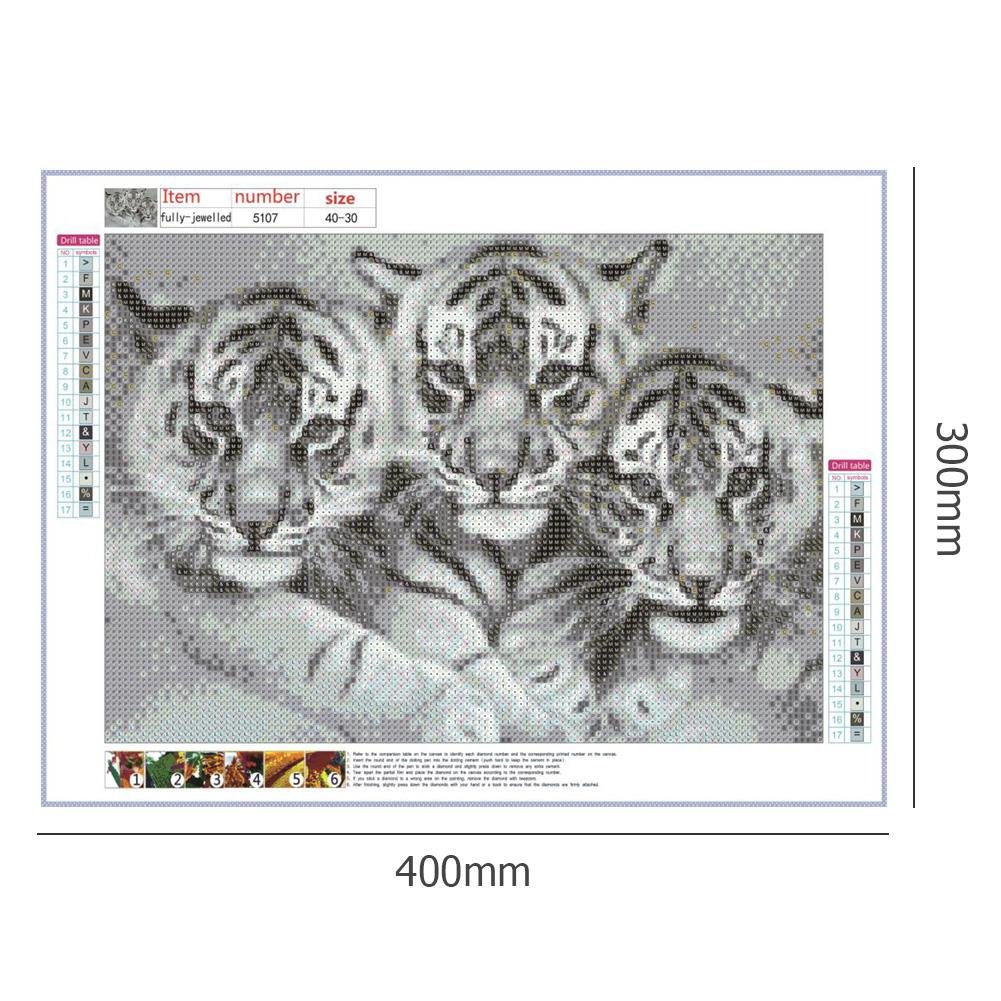 Diamond Painting - Full Round - 3 Tigers