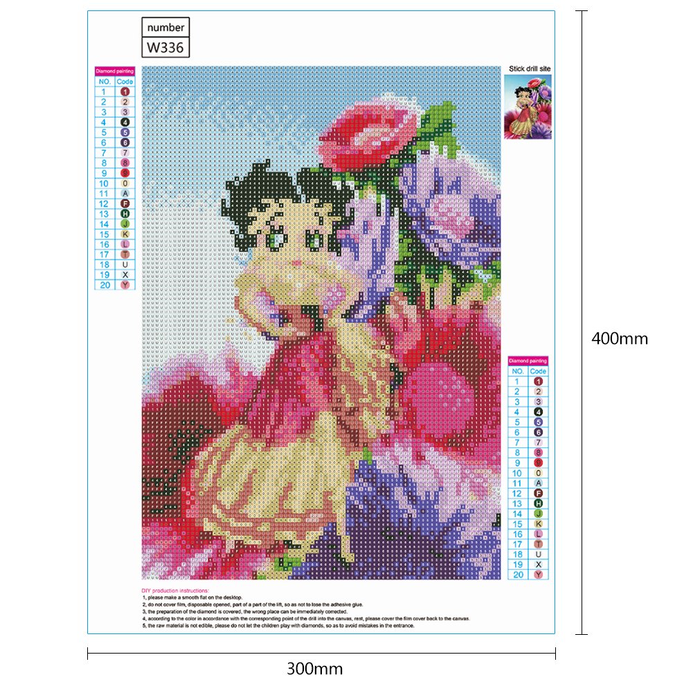 5D DIY Diamond Painting Kit - Full Round - Betty Boop & Flowers