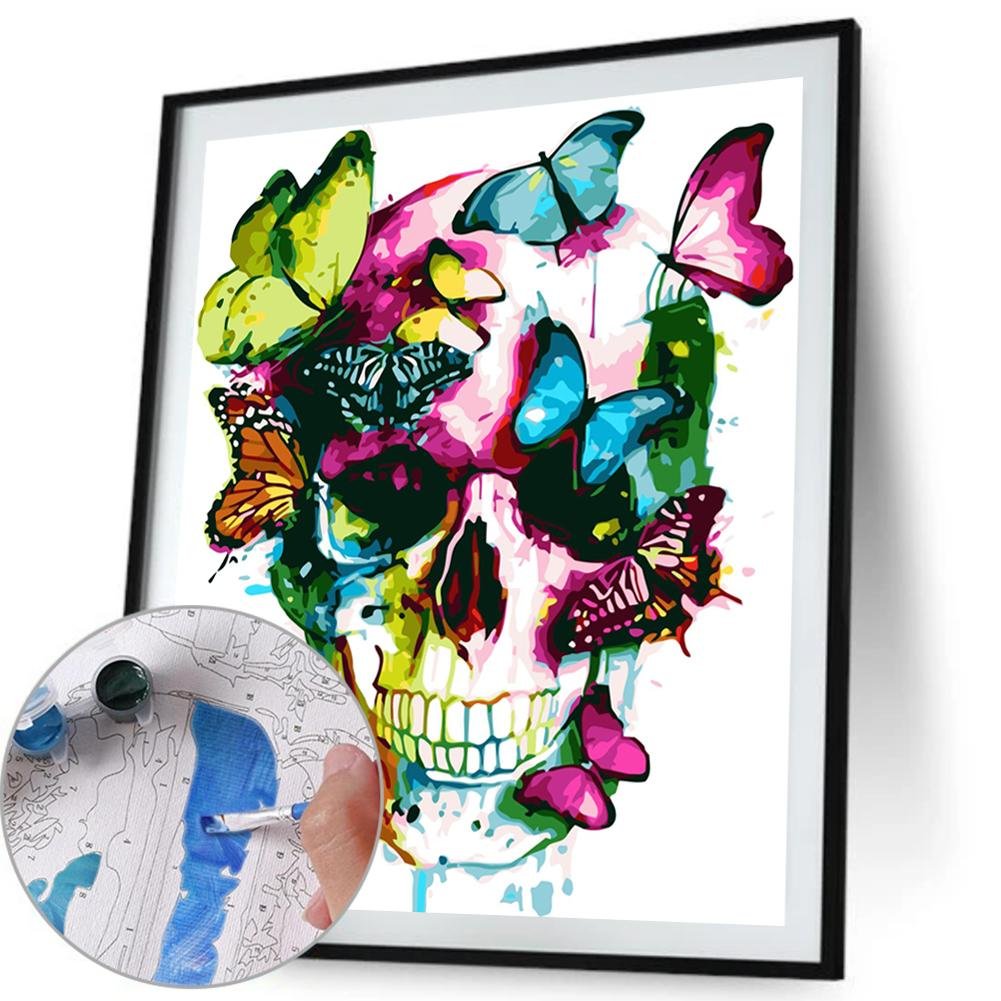 Paint By Number - Oil Painting - Skull Butterfly (40*50cm)