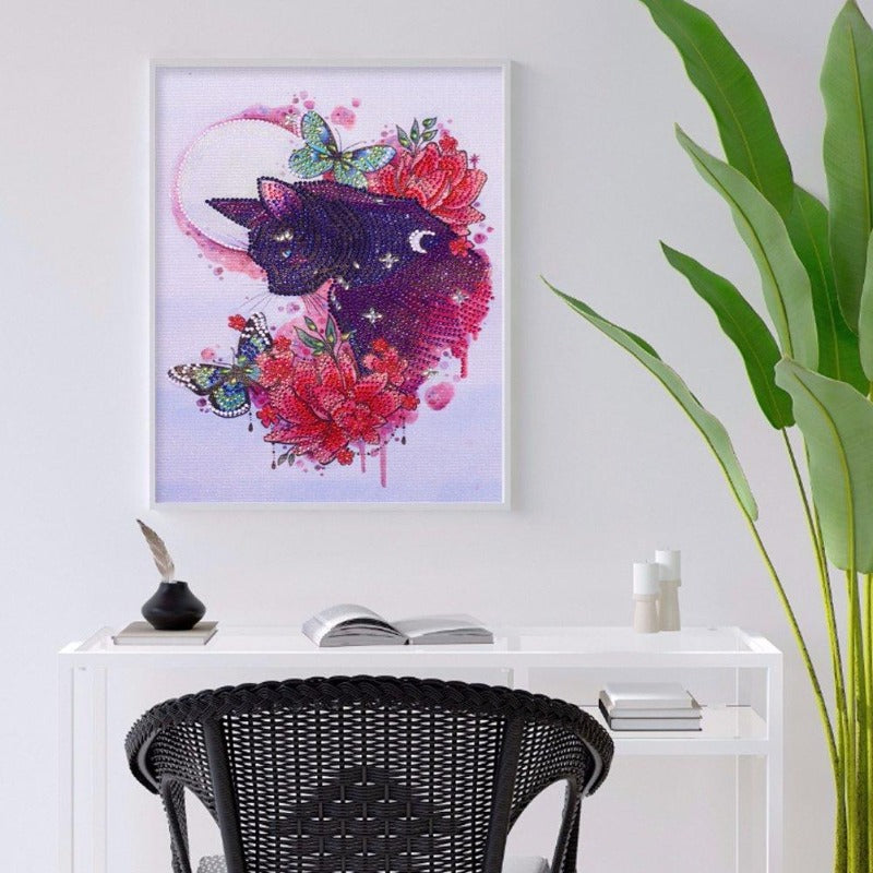 Flower Cat Special Shaped 5D DIY Diamond Painting Partial Drill Rhinestones Handwork Mosaic Wall Painting Craft