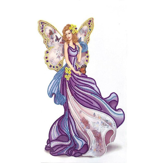 DIY 5D Crystal Rhinestone Diamond Painting Kit Purple Dress Angel (30*50cm)