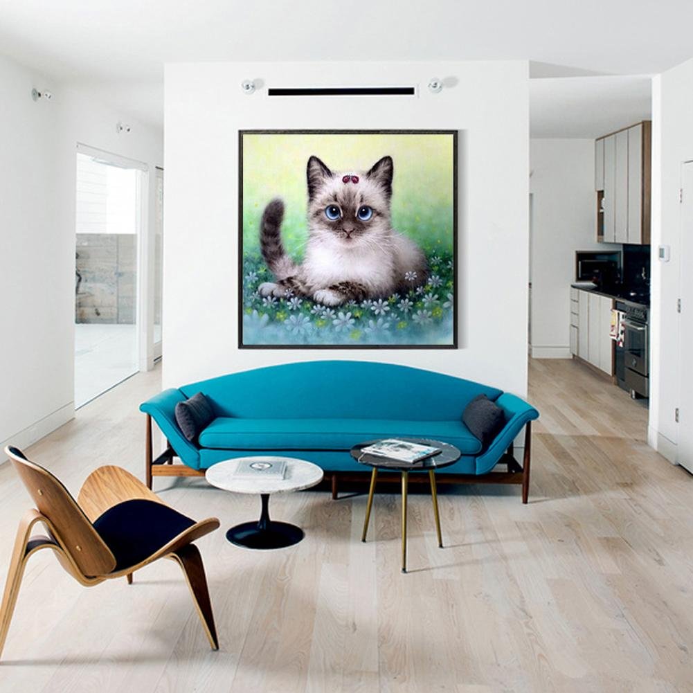 Diamond Painting - Partial Round - Grey Cat