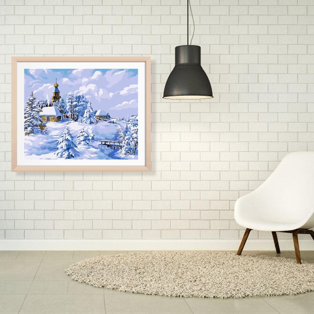 Paint By Number - Oil Painting - Snow Village (40*50cm)