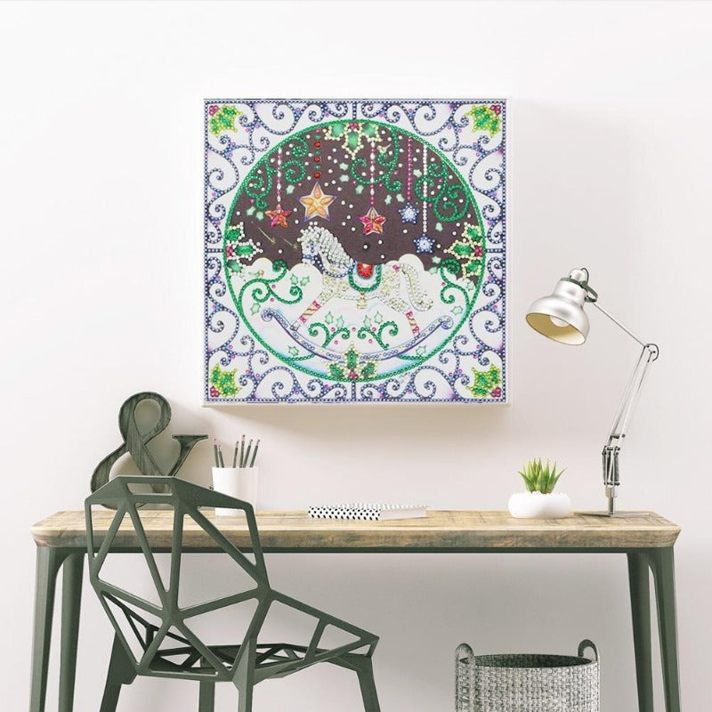 Diamond Painting - Crystal Rhinestone - Christmas Rocking Horse¡¾diamondpaintingsart¡¿