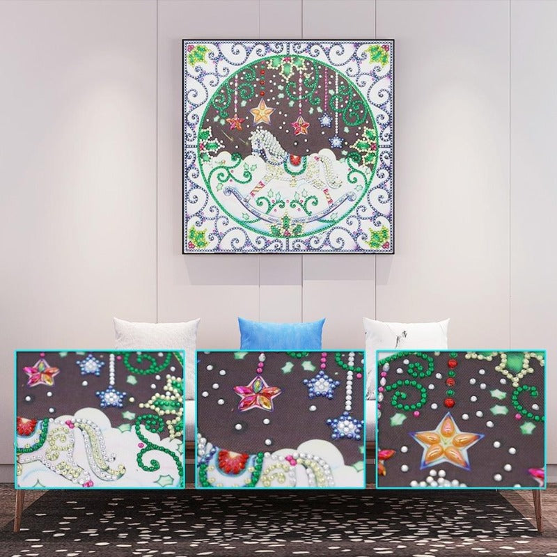 Diamond Painting - Crystal Rhinestone - Christmas Rocking Horse¡¾diamondpaintingsart¡¿