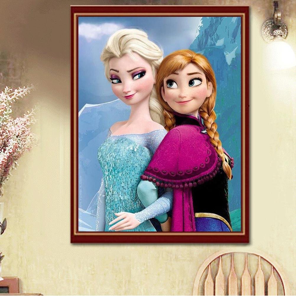 Pintura Diamante - Volta Completa - Elsa & Anna