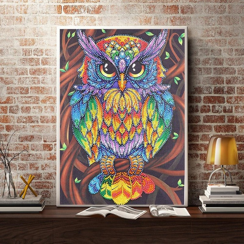 Colorful Owl Crystal Rhinestone 5D Diamond Painting (Part Drill)