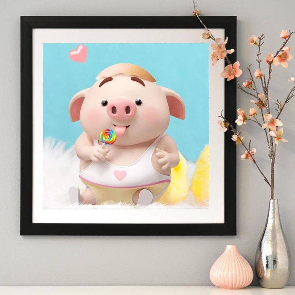 Diamond Painting - Full Round - Cartoon Pig