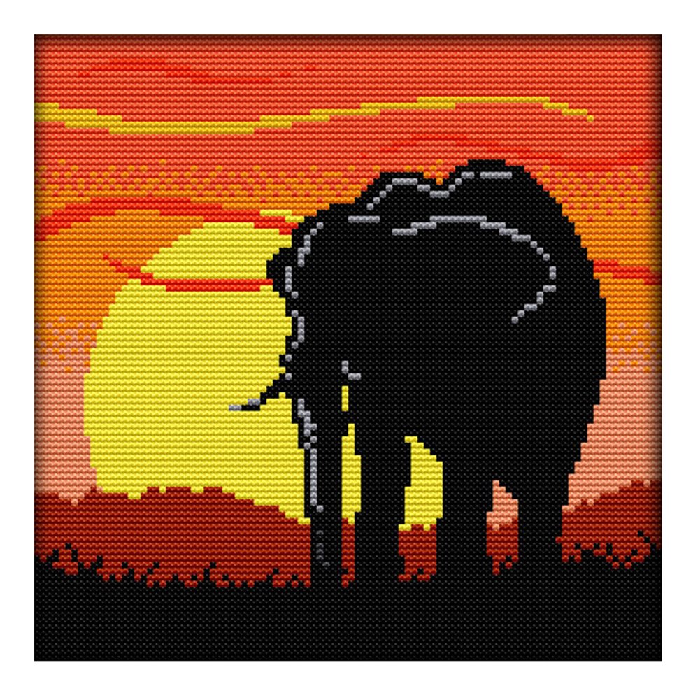 14ct Stamped Cross Stitch Elephant (23*23cm)