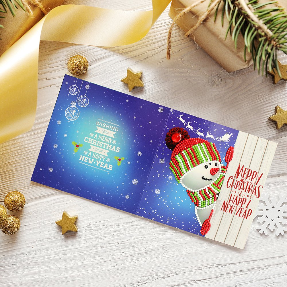 DIY Diamond Painting Greeting Card - Snowman D