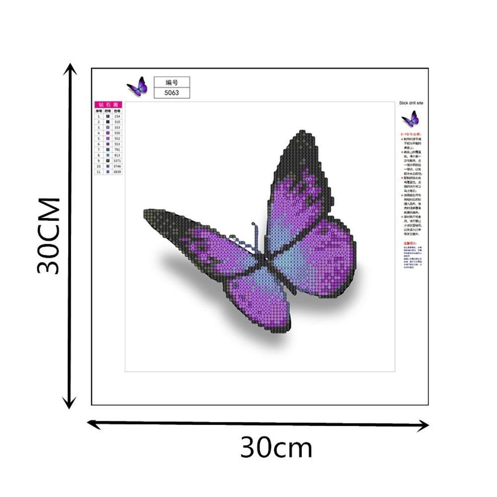Diamond Painting - Partial Round - Purple Butterfly A