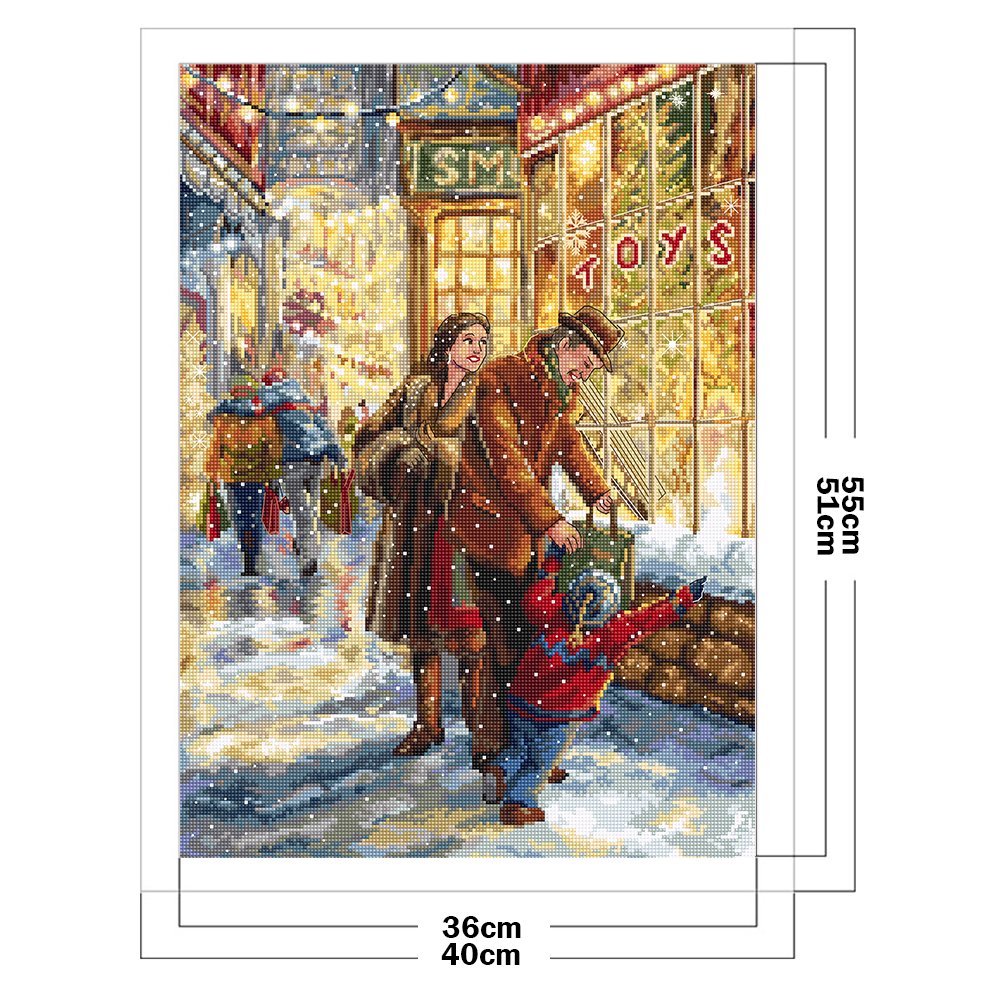11ct Estampado Ponto Cruz - Compras de Natal (40*55cm)