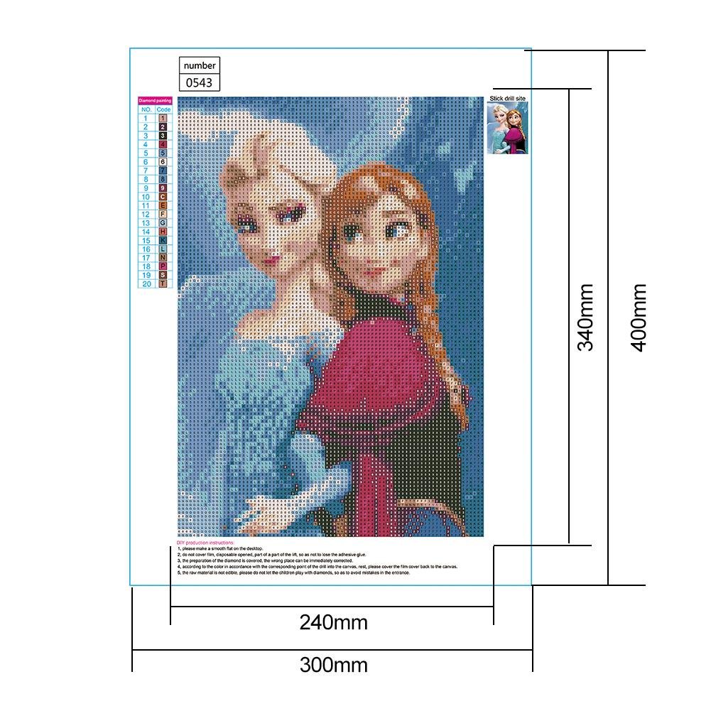 Pintura Diamante - Volta Completa - Elsa & Anna