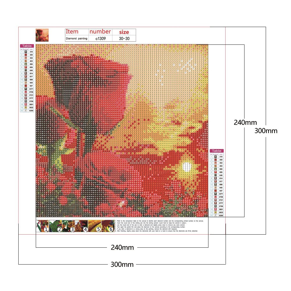 Diamond Painting - Full Round - Red Rose 2