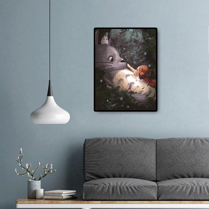 Oil Painting By Numbers Cute Girl Giant Cat DIY Canvas Coloring Picture