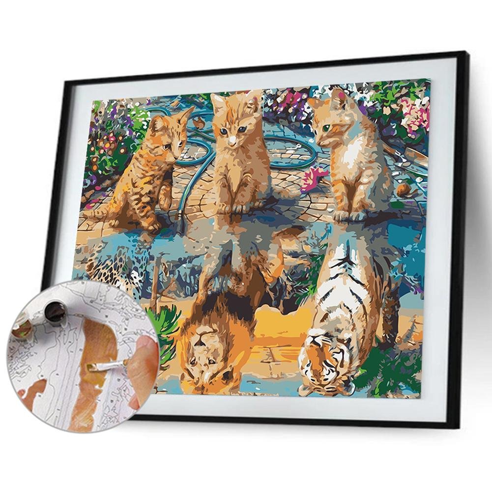 Paint By Number - Oil Painting - Three Cats By the River(40*50cm)