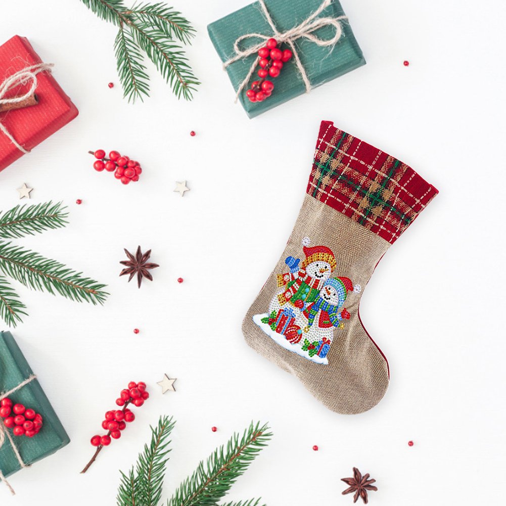 DIY Diamond Painting Chritsmas Socks - Snowman