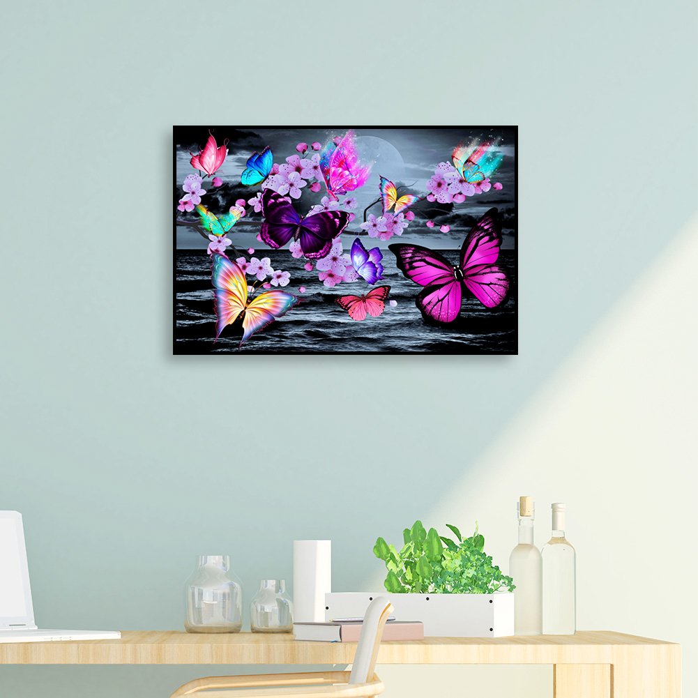 Diamond Painting - Full Round - Flower Butterfly G