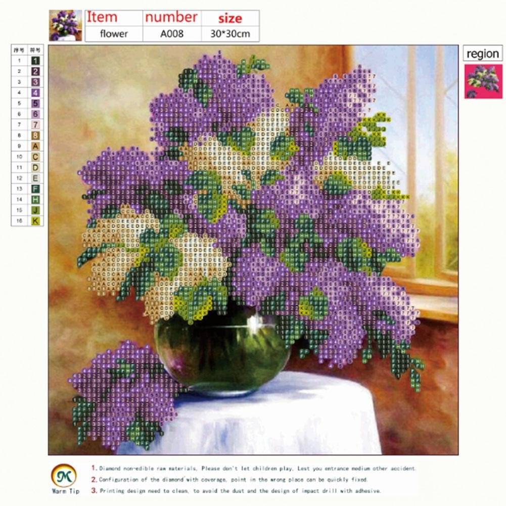 Diamond Painting - Partial Round - Purple Flower