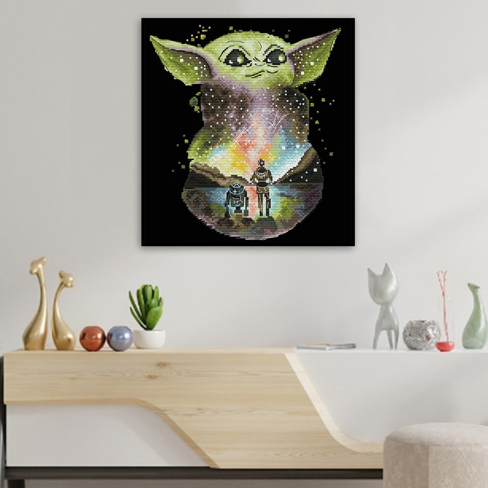Ponto Cruz Estampado 11ct - Yoda (50*54cm)