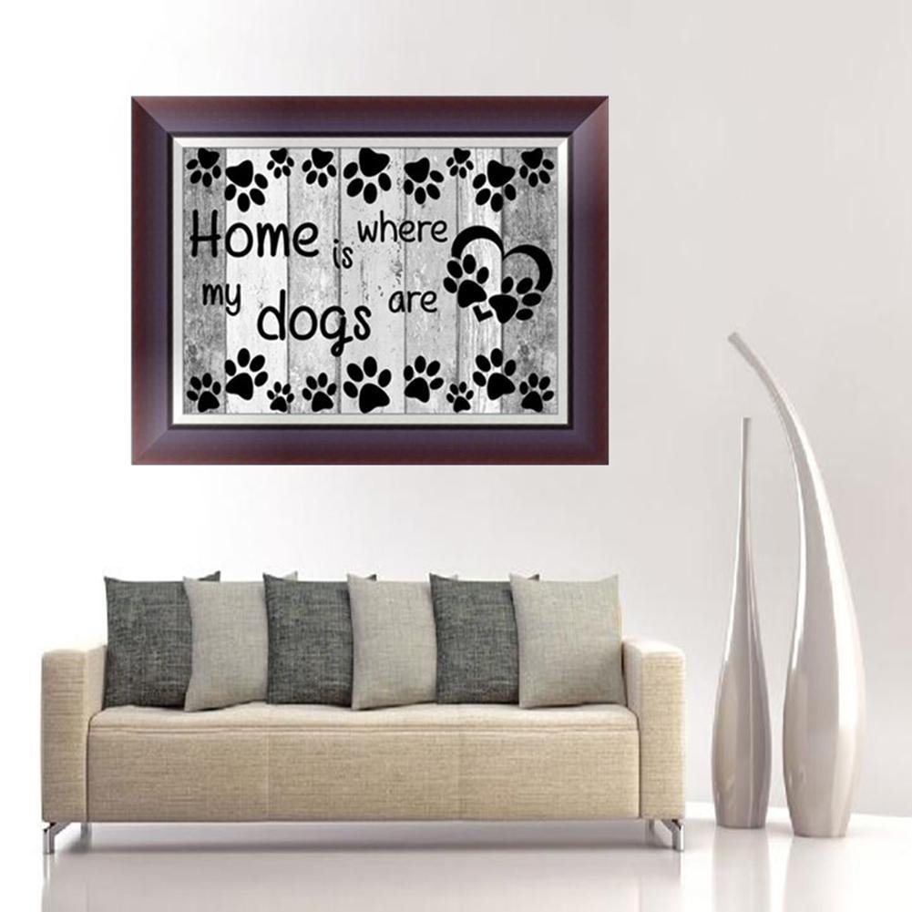 Diamond Painting - Partial Round - Letter Dog Paw