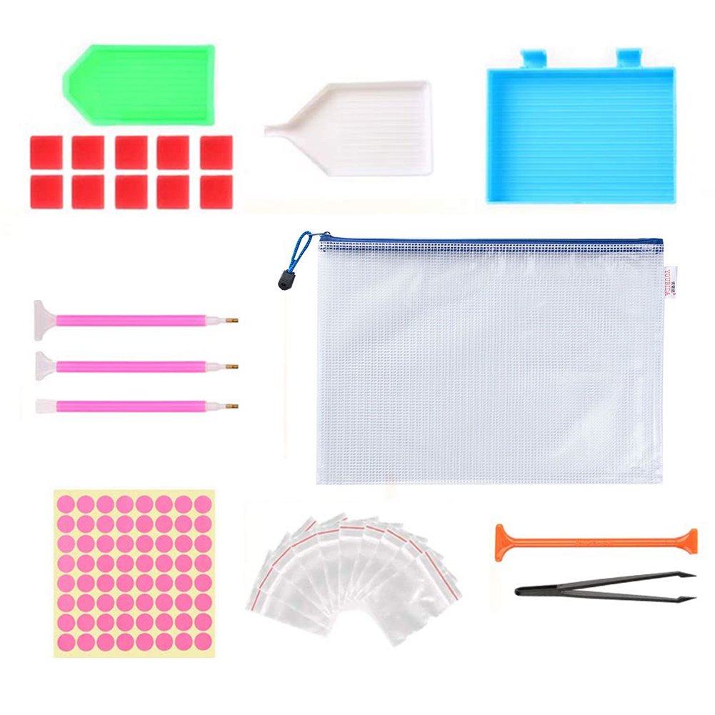 Diamond Painting Tool Kit Pen Glue Storage Box Mesh Bag Sets