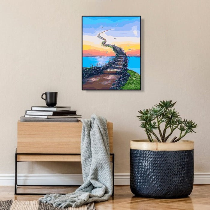 Oil Painting By Numbers Road to the Sky Canvas Acrylic Color Drawing Picture