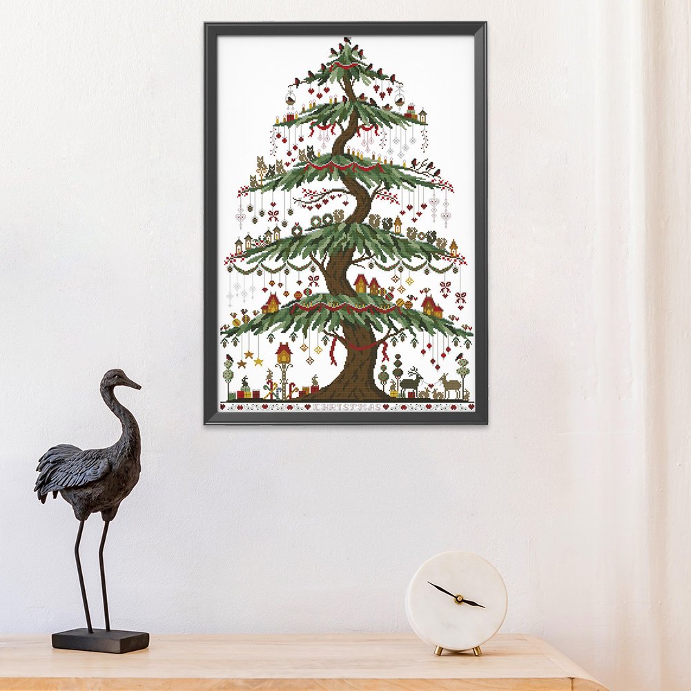 14ct Estampado Ponto Cruz - Árvore de Natal (48*66cm)