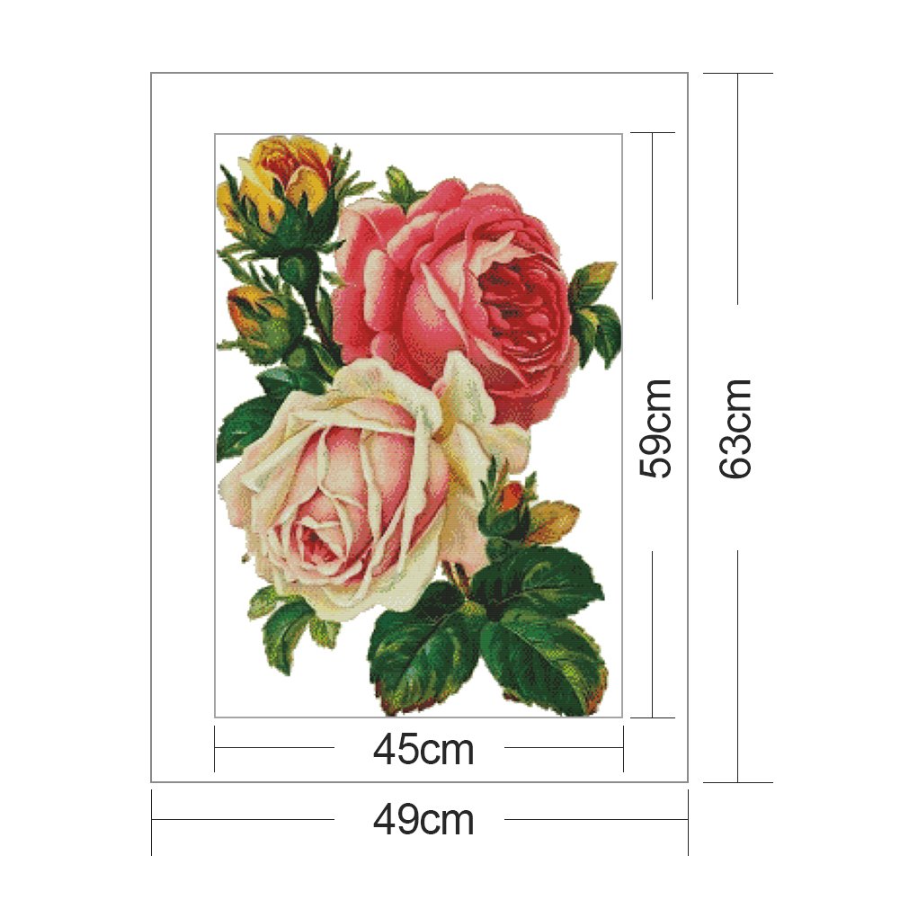 14ct Estampado Ponto Cruz - Flor (49*63cm)