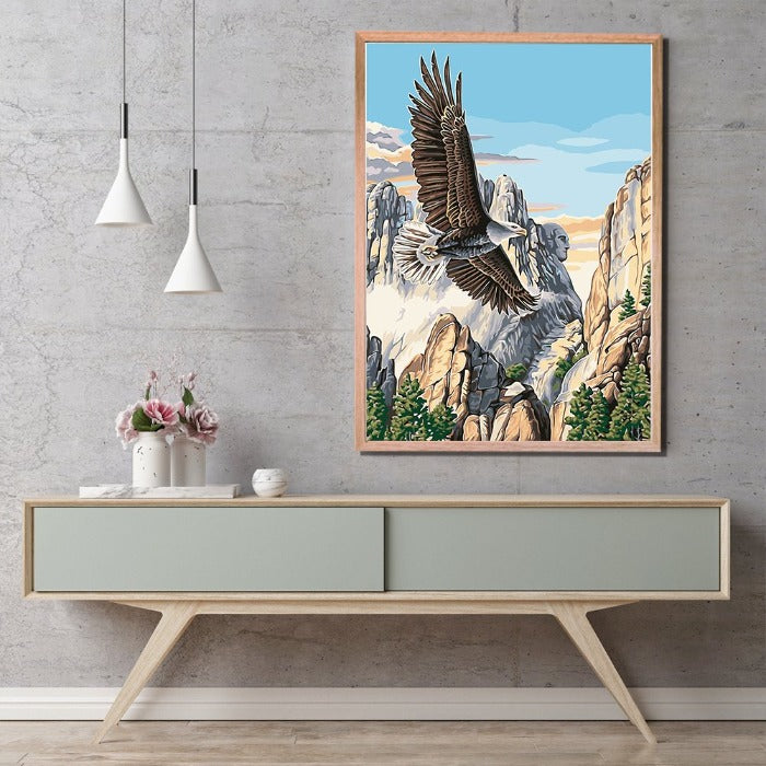 Hand Painted Drawing Acrylic Canvas Flying Eagle Wall Art Craft Decor