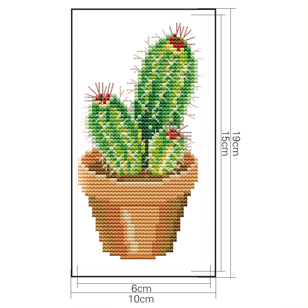 14ct Estampado Ponto Cruz - Cacto (10*19cm)