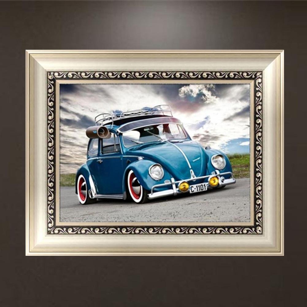 Diamond Painting - Partial Round - Blue Car