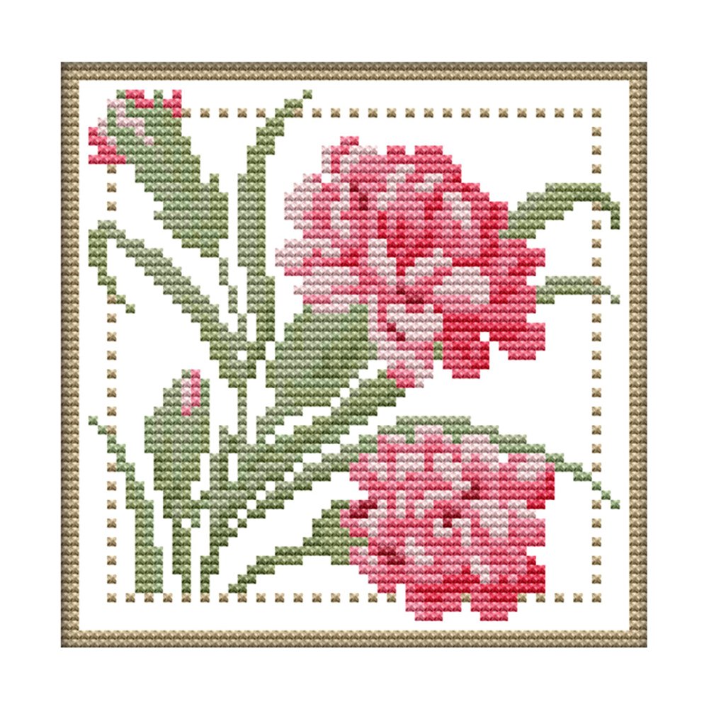 14ct Stamped Cross Stitch 12 Months Flower (17*17cm)