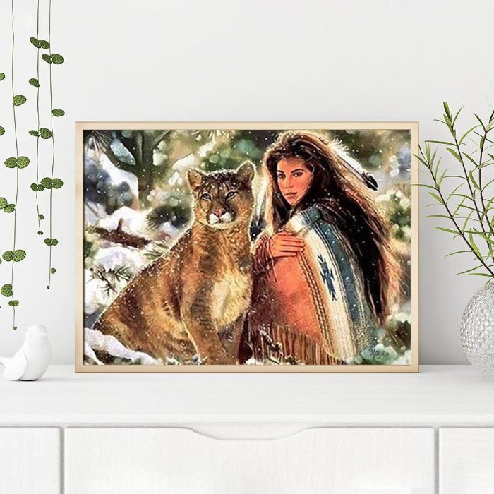 Paint By Number Oil Painting Beauty & Lion