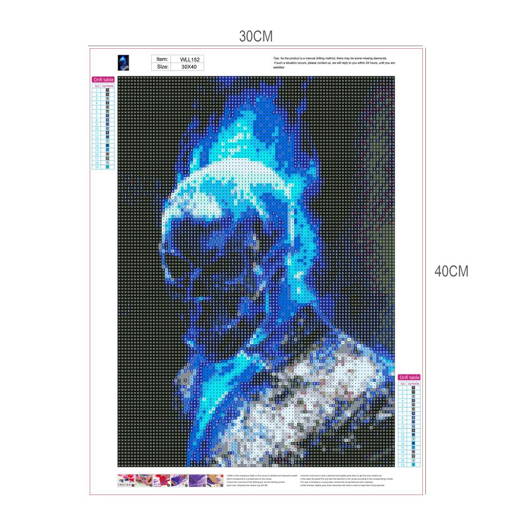Diamond Painting - Full Round - Blue Flame Skull