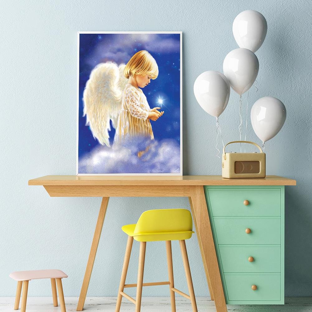 Kit de pintura de diamante DIY 5D - Redondo completo - Anjo