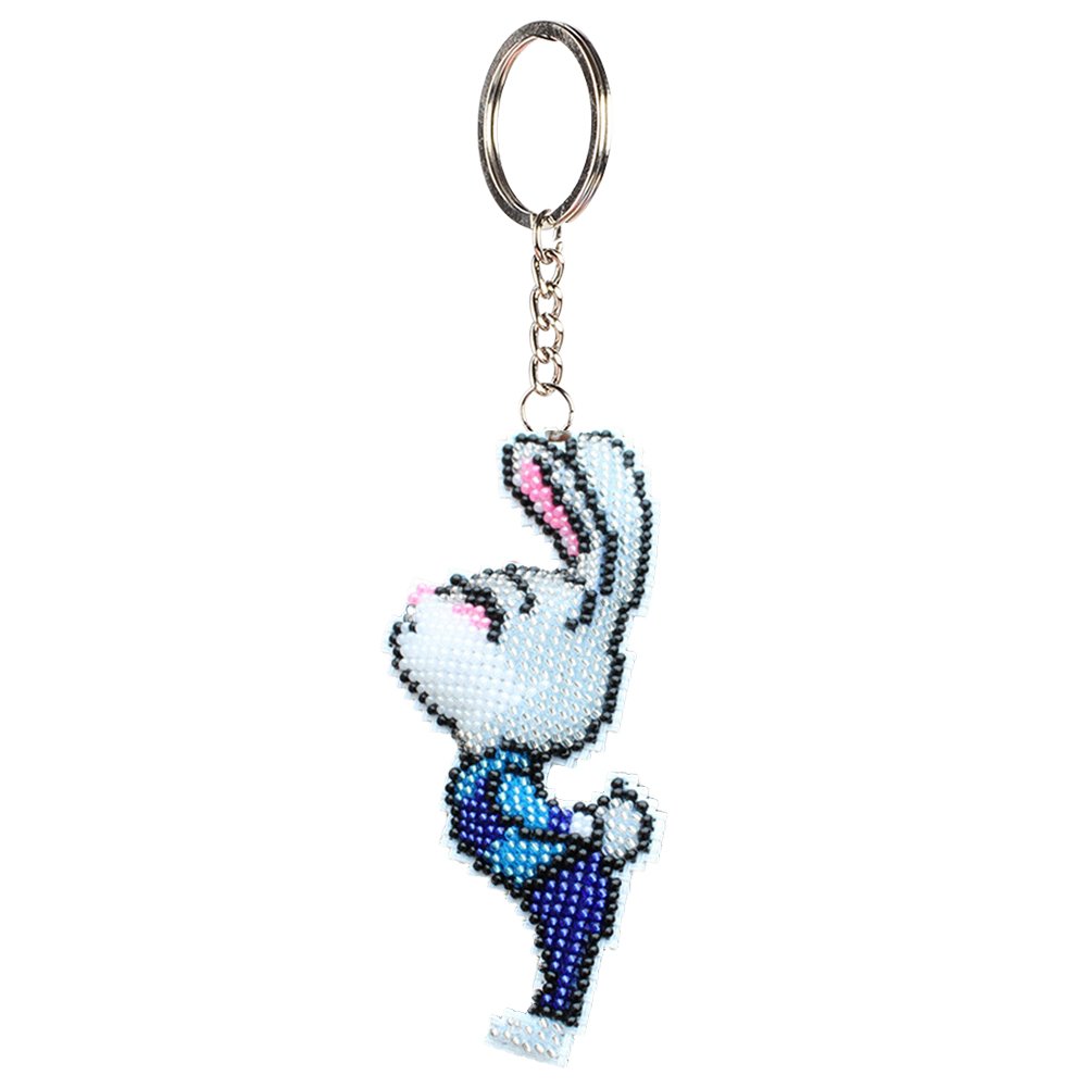 Stamped Beads Cross Stitch Keychain Rabbit