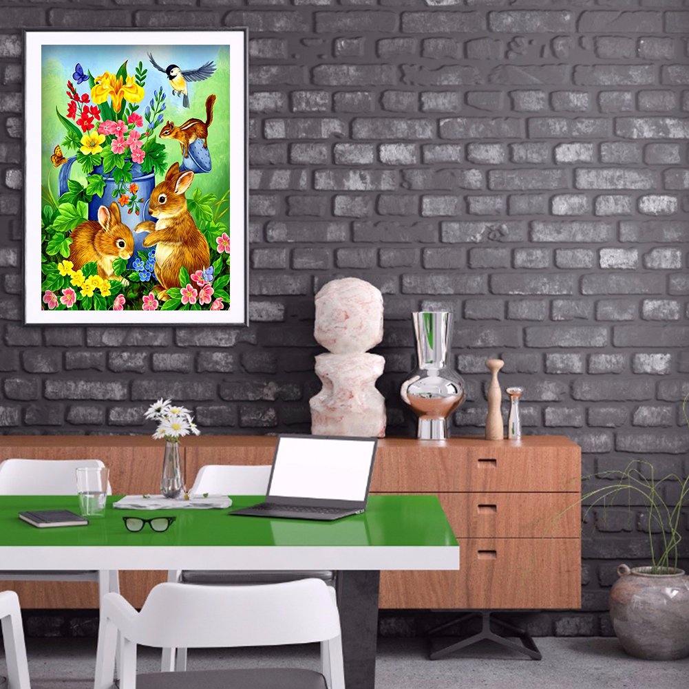 Diamond Painting - Full Round - Flower and Rabbit