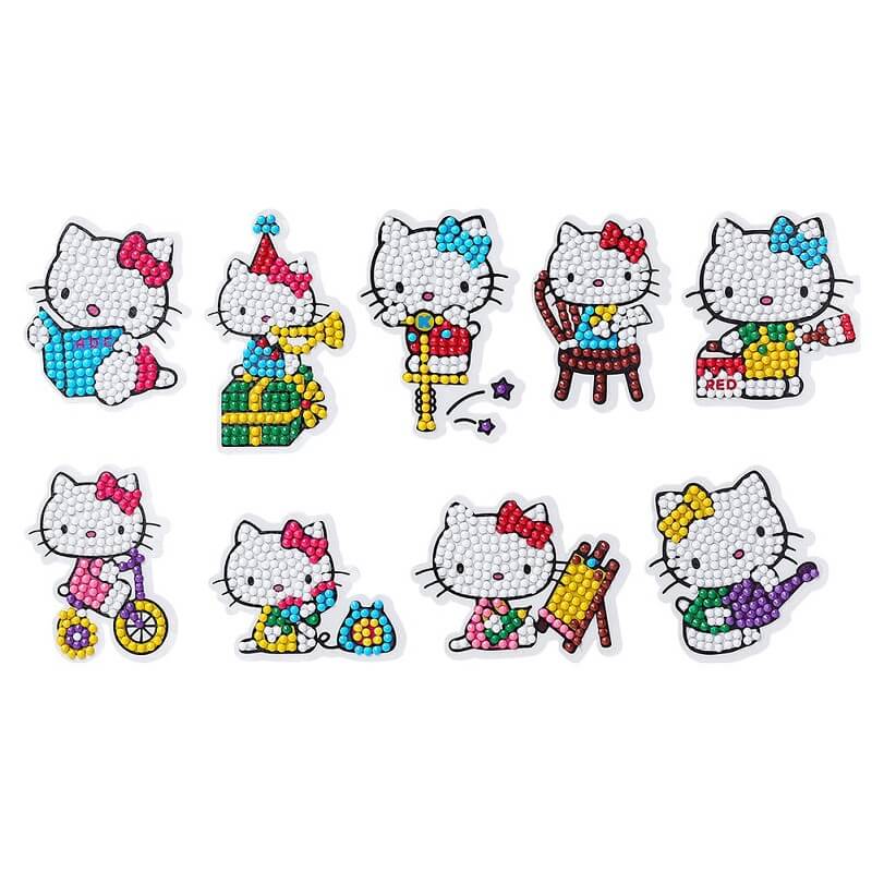 9 Pieces Diamond Painting Decals Adhesive Stickers - Hello Kitty