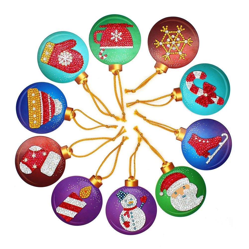 10pcs DIY Full Drills Diamond Painting Special Shape Christmas Tree Pendant