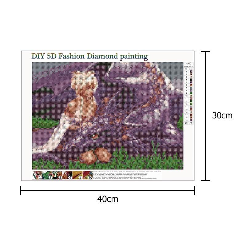 Diamond Painting - Full Round - Girl With Dragon
