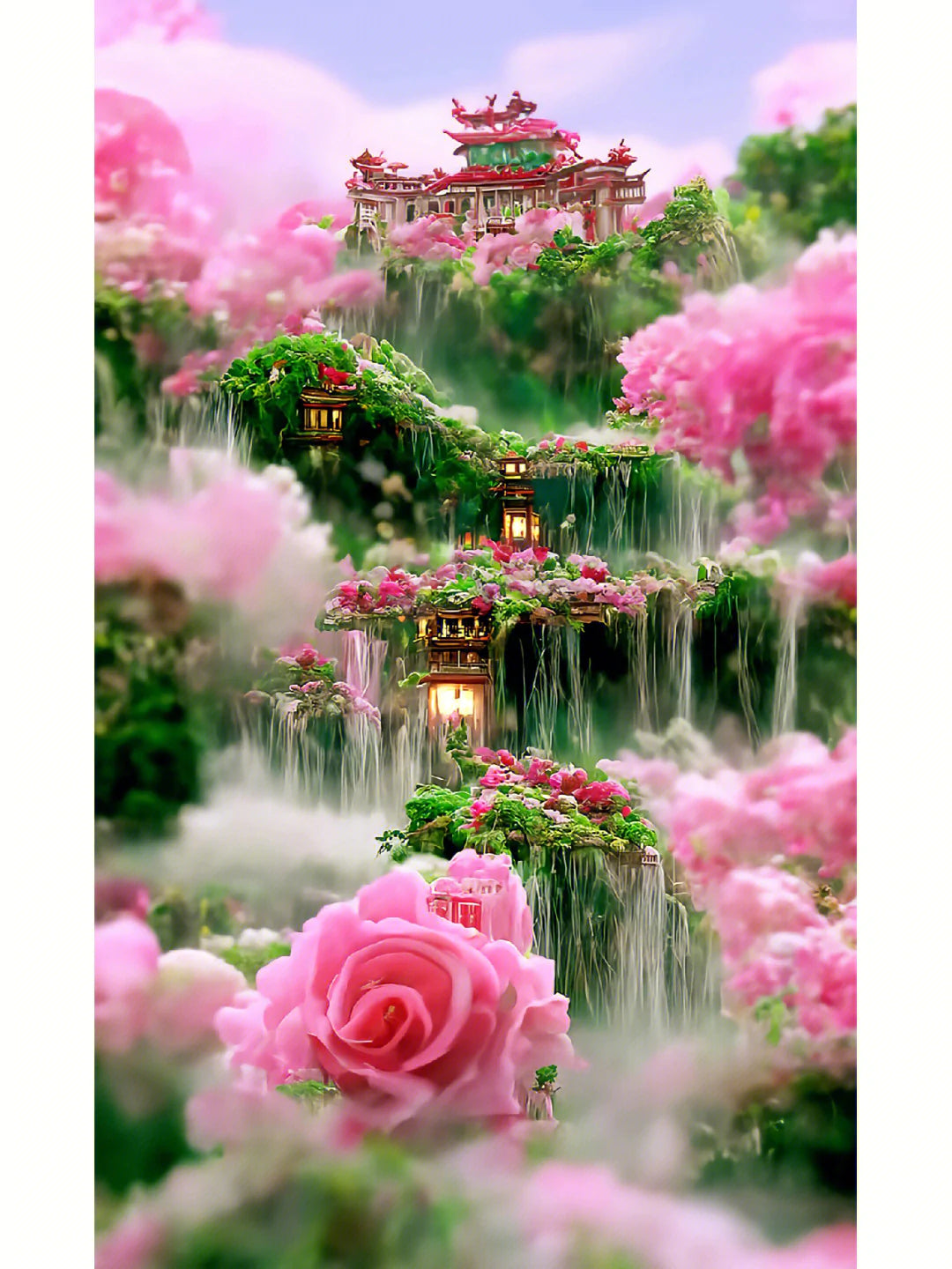Full Round/Square Diamond Painting Kits | Flower Castle B 40x70cm 50x80cm