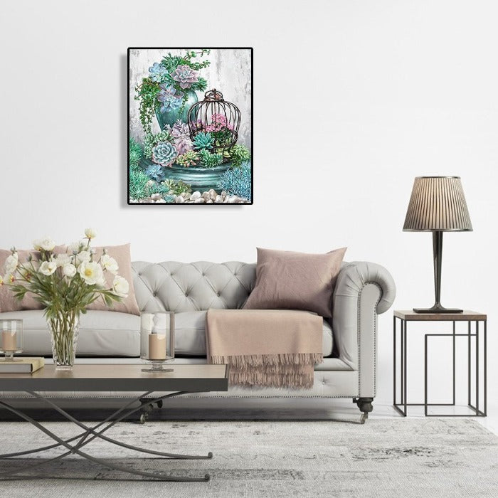 Flower DIY Oil Coloring Canvas Paint Drawing Pictures Living Room Wall Art