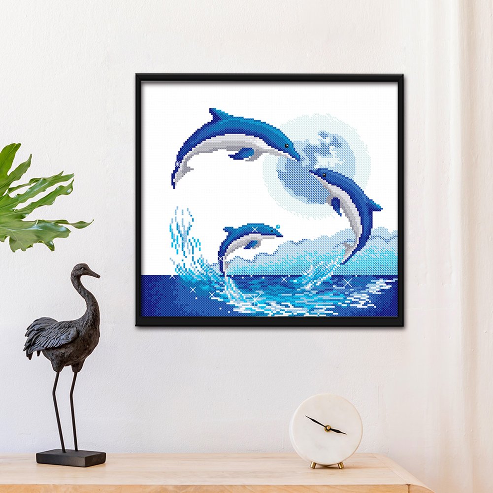 11ct Stamped Cross Stitch - Jumping Dolphin (47*41cm)
