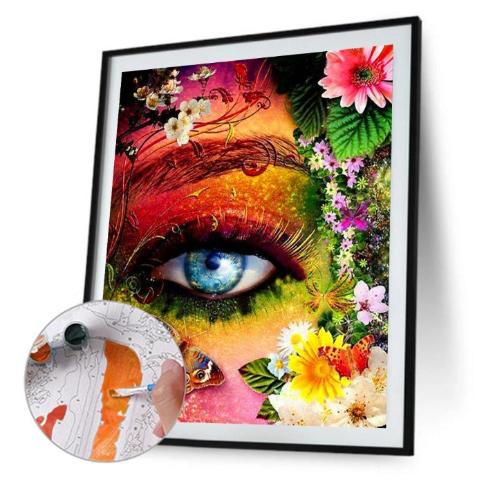 Oil Painting By Number Picture Acrylic Canvas Eye Flowers Wall Art Craft Decor