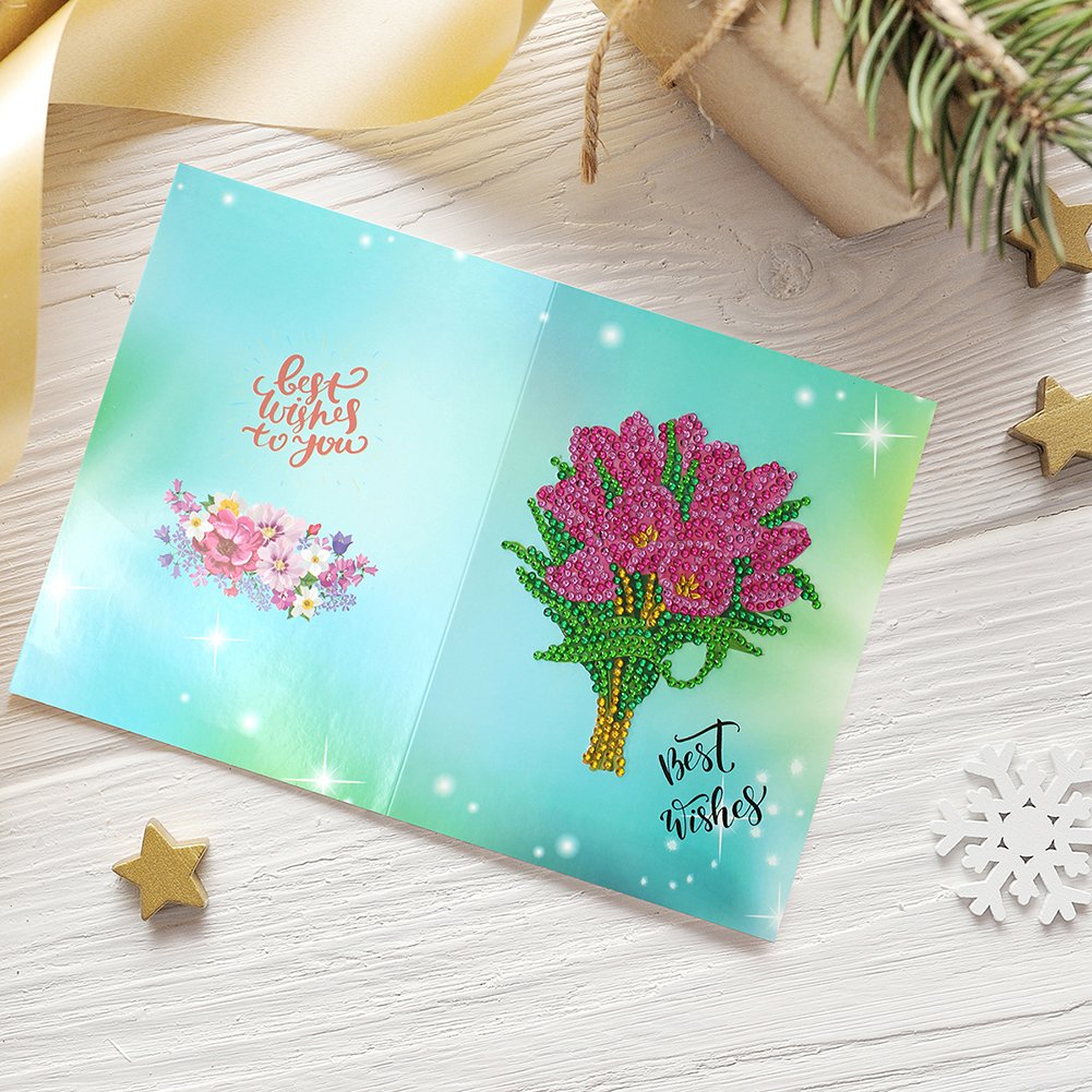 DIY Diamond Painting Greeting Card - Flowers