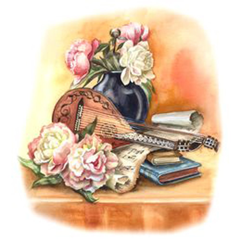 Diamond Paintings Art Full Drill Flower Musical Instrument
