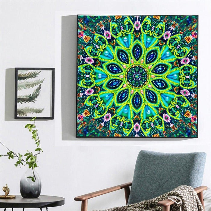 Diamond Painting Art Crystal Rhinestone Green Mandala