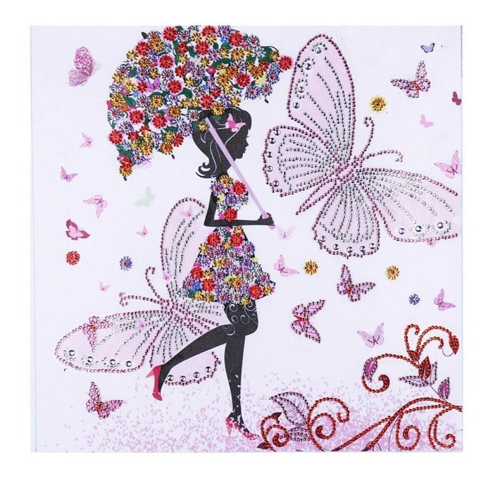 DIY 5D Crystal Rhinestone Diamond Painting Kit Girl Flower Umbrella(40*40cm)